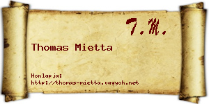 Thomas Mietta névjegykártya